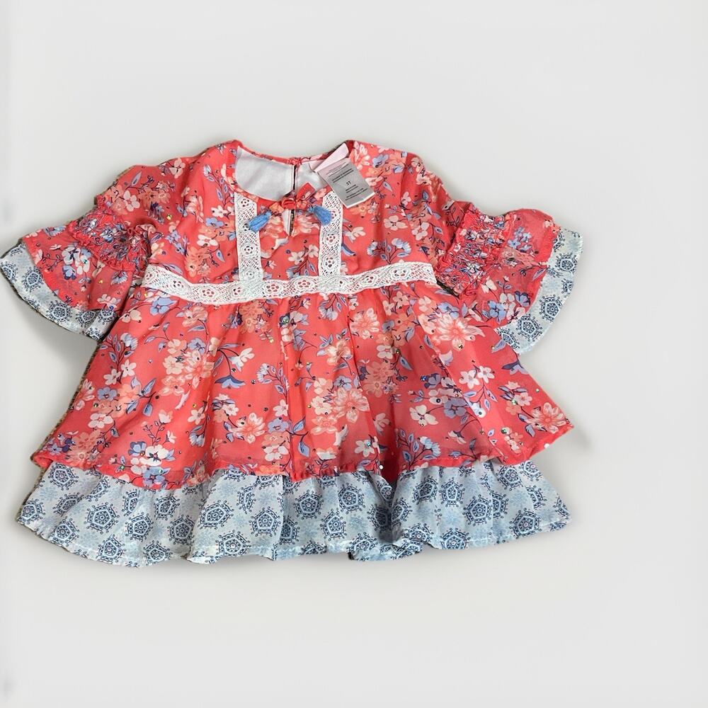 Little Lass Baby Dress 3t Floral Pink White Cute